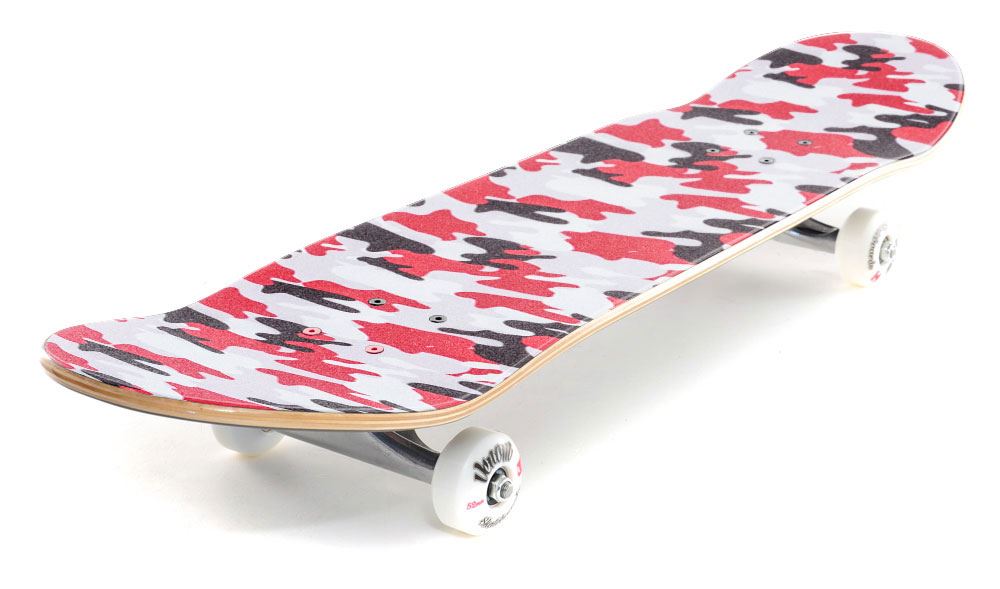 Venom Professional Grade Skateboard Griptape 9" x 33" - Camo - Red/Grey