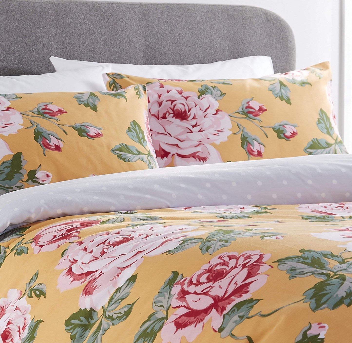 Bloom Reversible Polka Dot Cotton Rich Duvet Cover Set in Vibrant Colours Available in Single Double and King Sizes for Modern Bedrooms by OLIVIA ROCCO