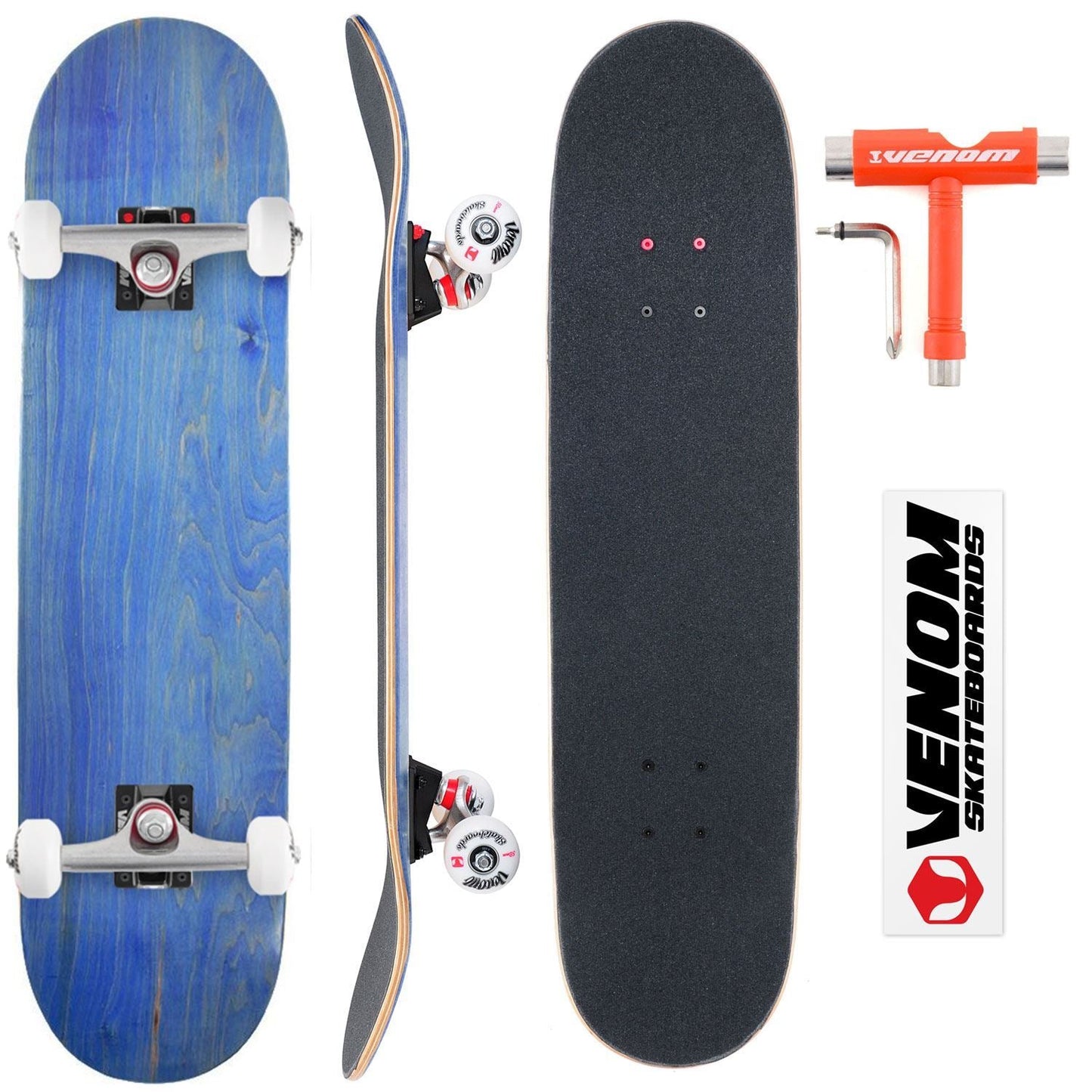 Venom Core Complete Built Skateboard - Blue/Black/Raw - 7.75