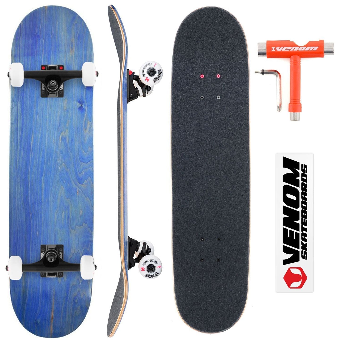 Venom Core Complete Built Skateboard - Blue/Black - 7.75
