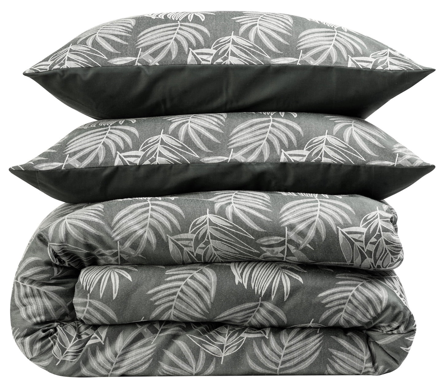 Leaf Jacquard Reversible Duvet Cover Sets in Grey and Pink with Cotton Blend for Ultimate Comfort Eco-Friendly Bedding in King Queen Double Single Sizes by OLIVIA ROCCO