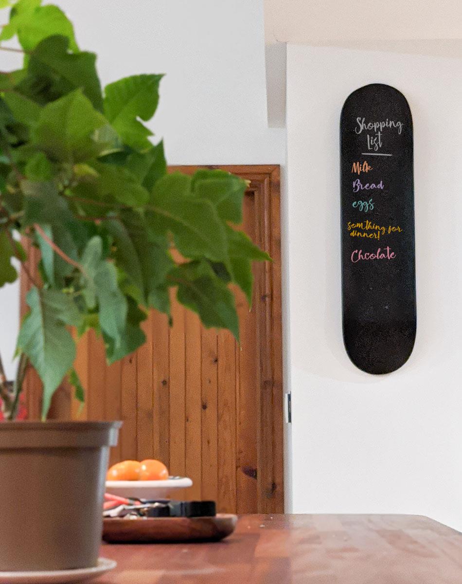 Venom Skateboards Kids Matt Black Chalkboard / Message Board / Bedroom Door Sign Skateboard Deck With Chalk Pack