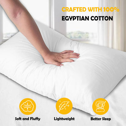 2 Pack Luxury Egyptian Cotton Blend Pillows Hotel Quality Soft Medium Support for Restful Sleep by OLIVIA ROCCO