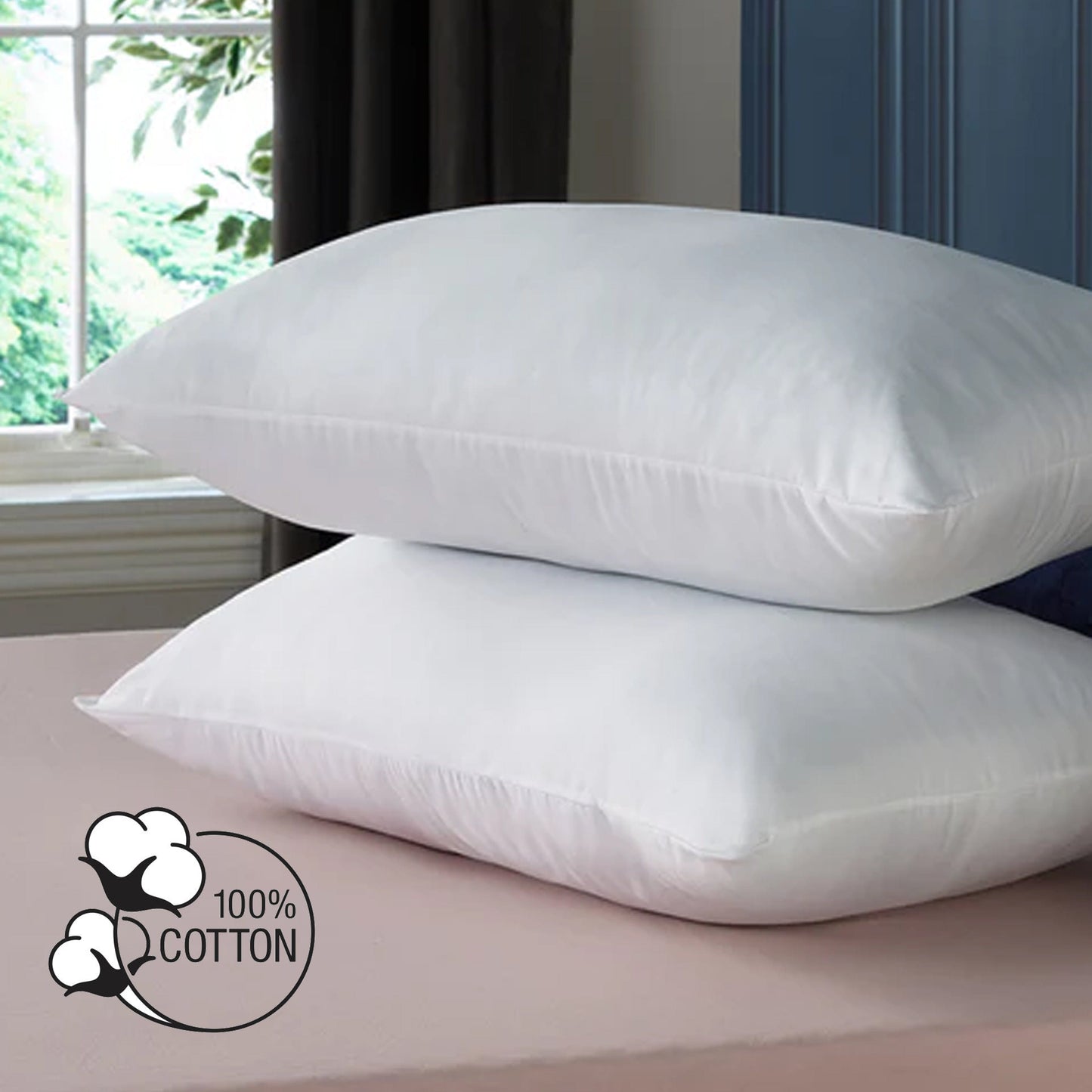 2 Pack Luxury Egyptian Cotton Blend Pillows Hotel Quality Soft Medium Support for Restful Sleep by OLIVIA ROCCO