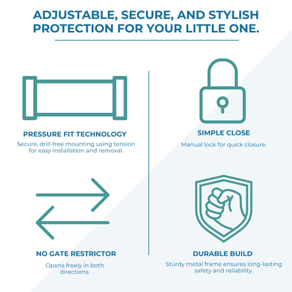2x FYLO Baby Safety Stair Gate Pressure Fit 75-114cm Extra Wide