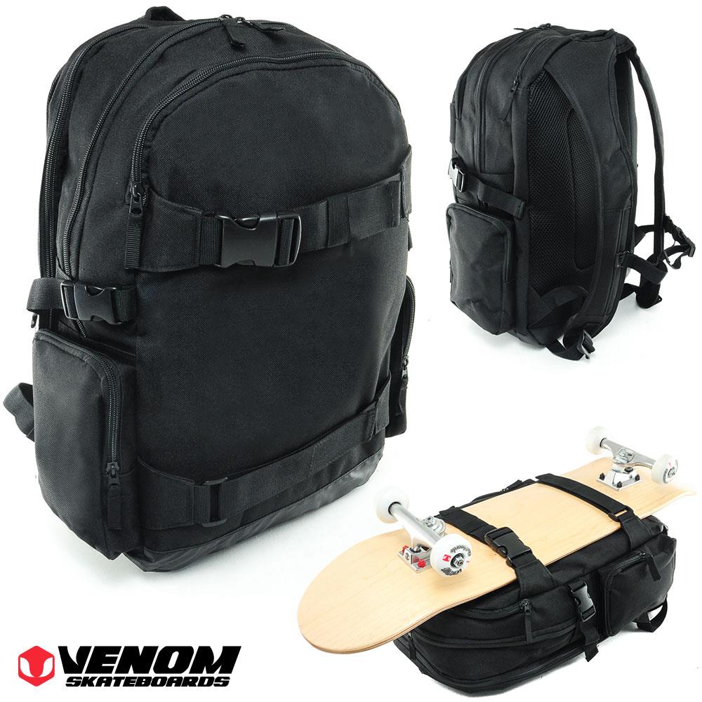 Venom Skateboards PRO Backpack with Skate Carrier - Black