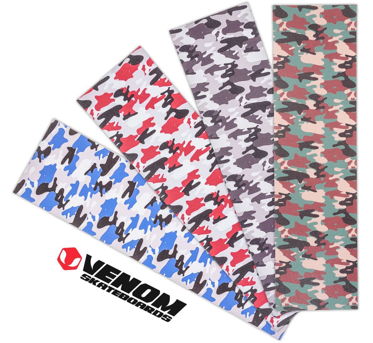Venom Professional Grade Skateboard Griptape 9" x 33" - Camo - Woodland