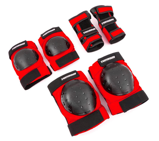 Venom Triple Knee/Elbow/Wrist Pad Set - Red Black