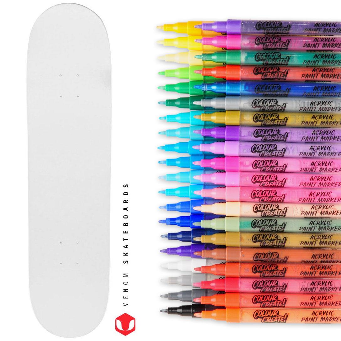 Venom Skateboards Deck & Colour Create Pens + Deck Wall Hanger