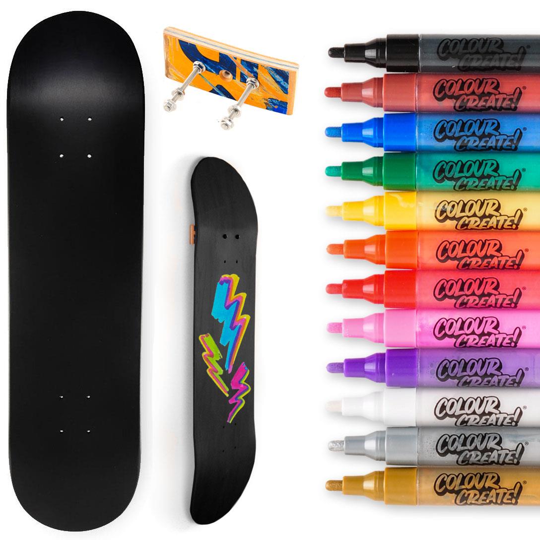 Venom Skateboards Deck & Colour Create Pens + Deck Wall Hanger