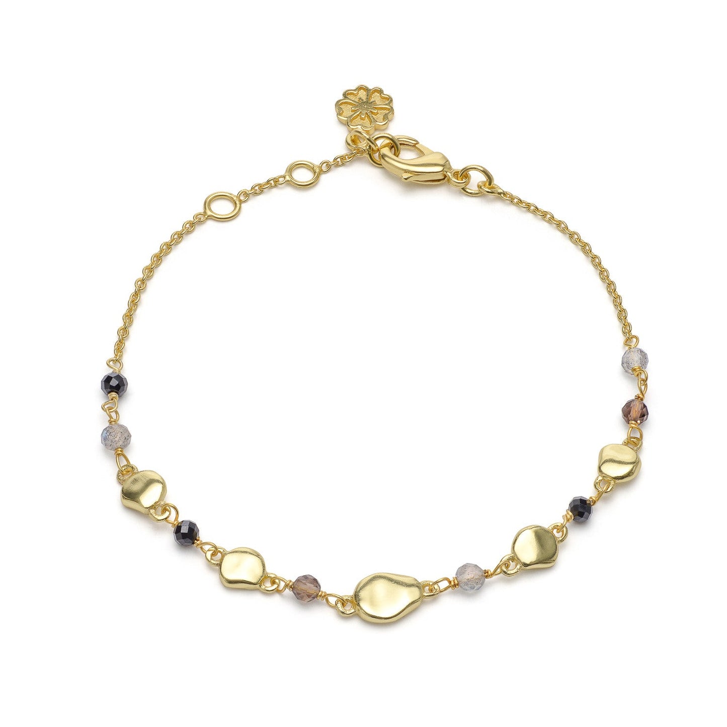 Sofia Nugget Bracelet  Black Onyx, Smoky Quartz & Labradorite