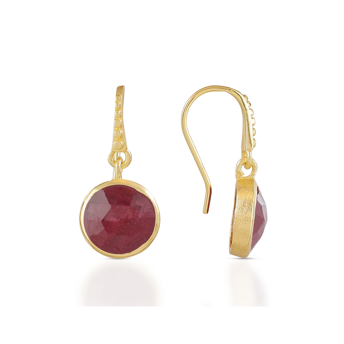 Charis Round Gemstone Earrings Ruby Quartz