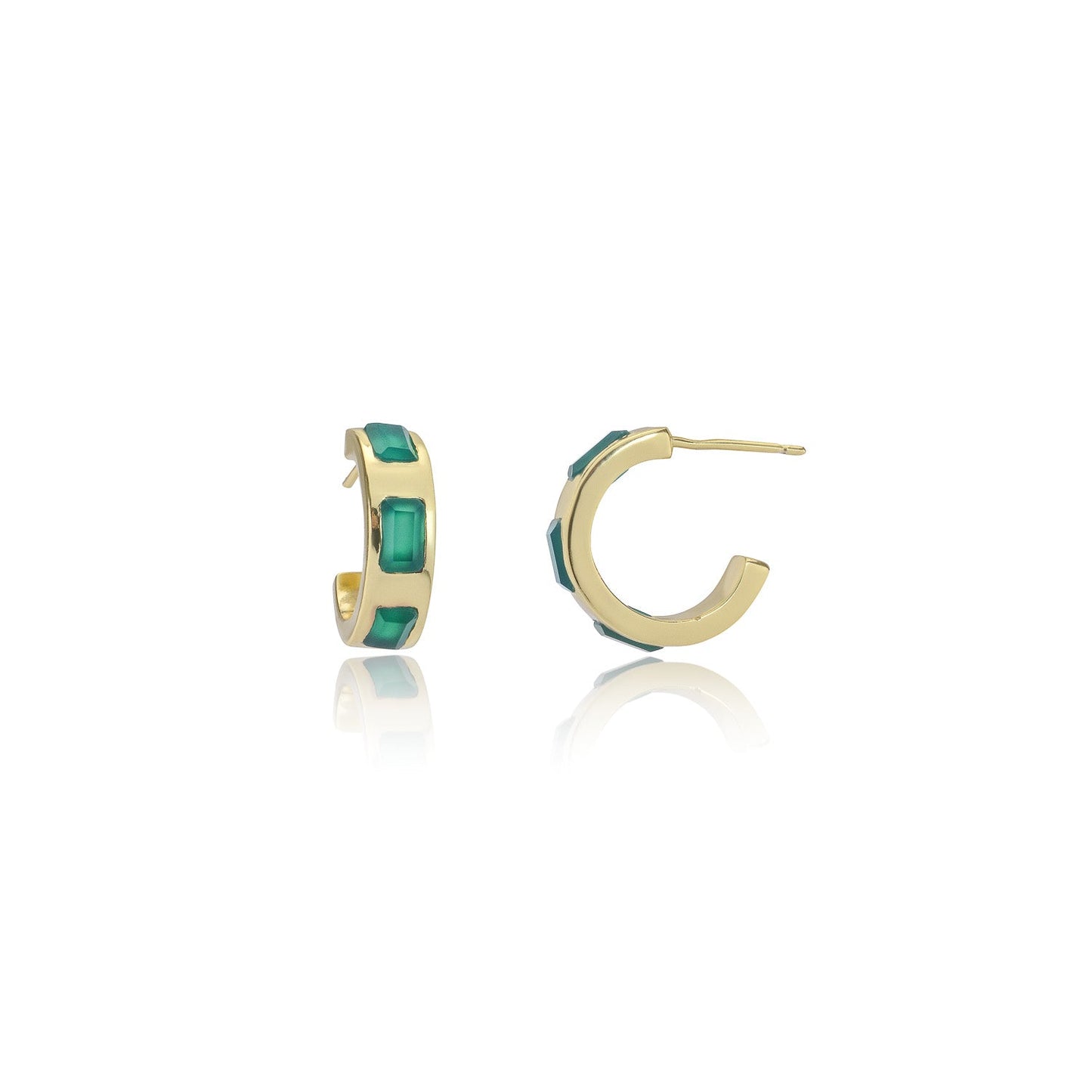Cora Chunky Huggie Hoops Green Onyx