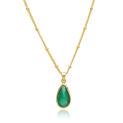 Simi Teardrop Gemstone Pendant with Green Onyx