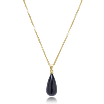 Hera Polished Stone Pendant Necklace Black Onyx