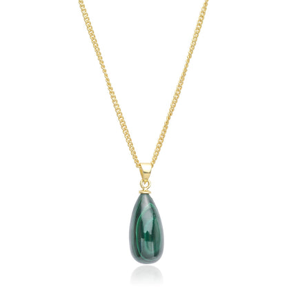 Hera Polished Stone Pendant Necklace Malachite