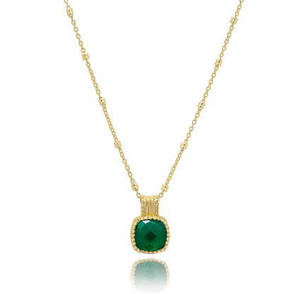 Tetra Square Gemstone Pendant: Green Onyx