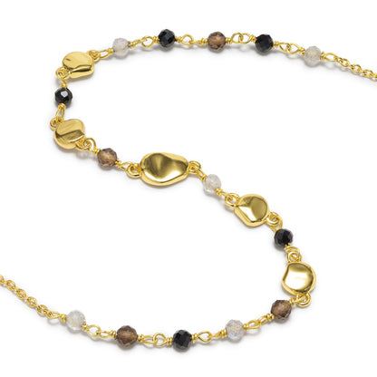 Sofia Nugget Necklace Black Onyx, Smoky Quartz & Labradorite