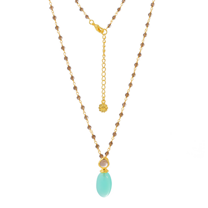 Persephone Double Gemstone Beaded Chain Necklace Pariba Onyx & Smoky Quartz