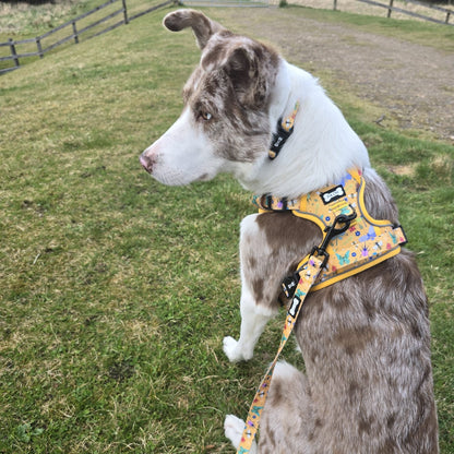 Summer Buzzin' No Pull Tactical Dog Harness – Yellow Insect Print, Adjustable, Step-In (XS-XL)