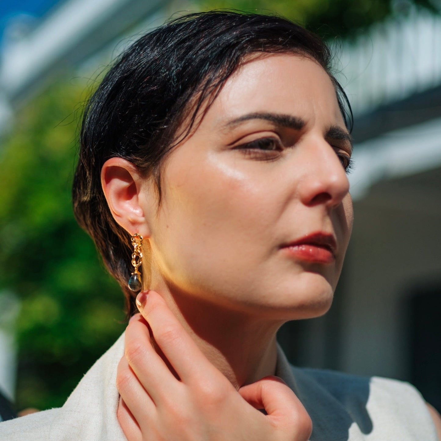 Moirai Double Twisted Loops Earrings Pariba Onyx