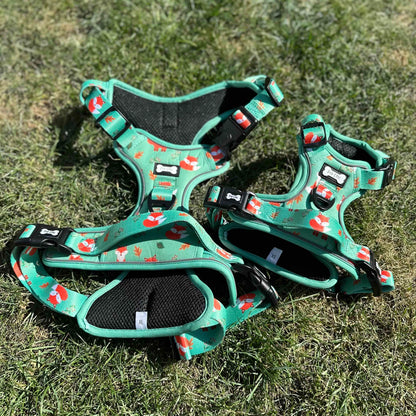 Inquisitive Fox No Pull Tactical Dog Harness – Green Fox Print, Adjustable, Step-In (XS-XL)