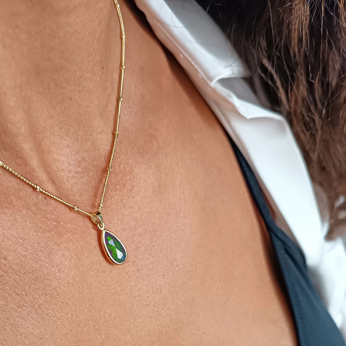 Simi Teardrop Gemstone Pendant with Green Onyx