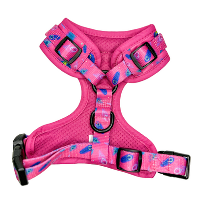 Peacock Power Adjustable Dog Harness - hot pink peacock feather dog harness