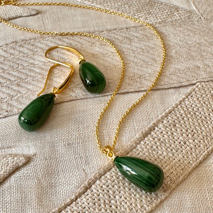 Hera Polished Stone Pendant Necklace Malachite