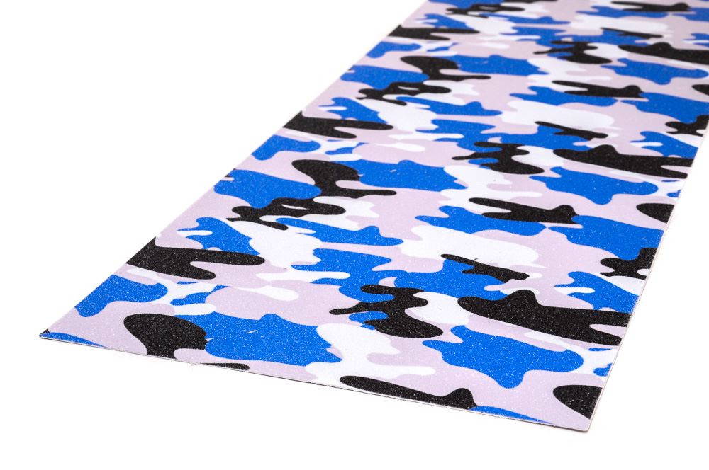 Venom Professional Grade Skateboard Griptape 9" x 33" - Camo - Blue/Grey