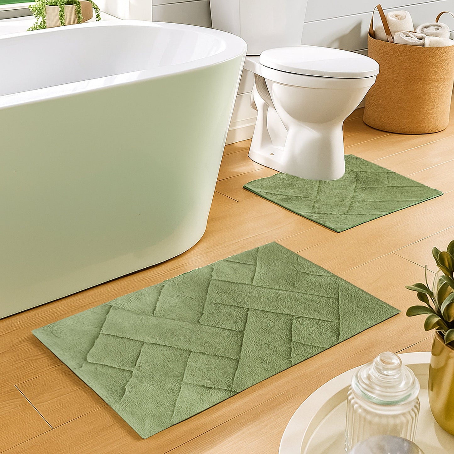 Bali Bath Mat & Pedestal Set Luxurious Super Absorbent Extra-Soft Cotton Mats for Bathroom Comfort and Style in Multiple Colours by OLIVIA ROCCO