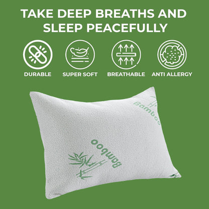 Bamboo Memory Foam Pillow Hypoallergenic Cooling Luxury Premium Fibre Filling for Superior Comfort and Support by OLIVIA ROCCO