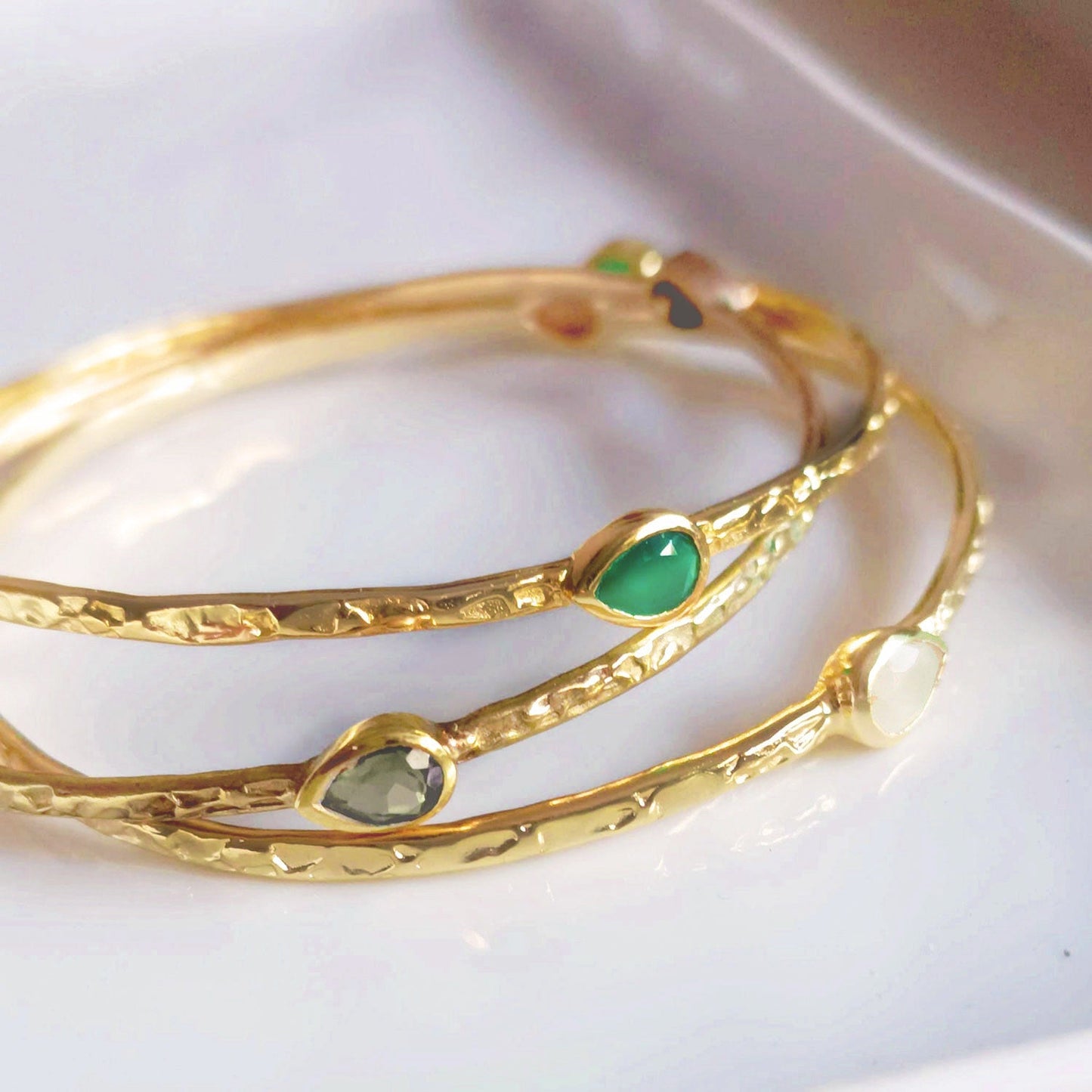 Simi Three Stone Stacking Bangle Labradorite