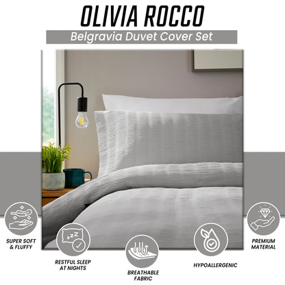 Belgravia Grey Microfibre Duvet Cover Set with Pillowcases Soft Easy Care Modern Quilt Bedding Bed Linen Set by OLIVIA ROCCO