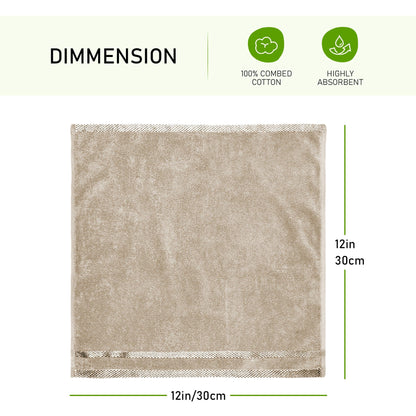 Belmont Viscose Stripe Beige Towels 100% Cotton Hotel Quality Super Absorbent 10 Piece Bale Set, 4 Hand Towel & 12 Face Cloths by OLIVIA ROCCO