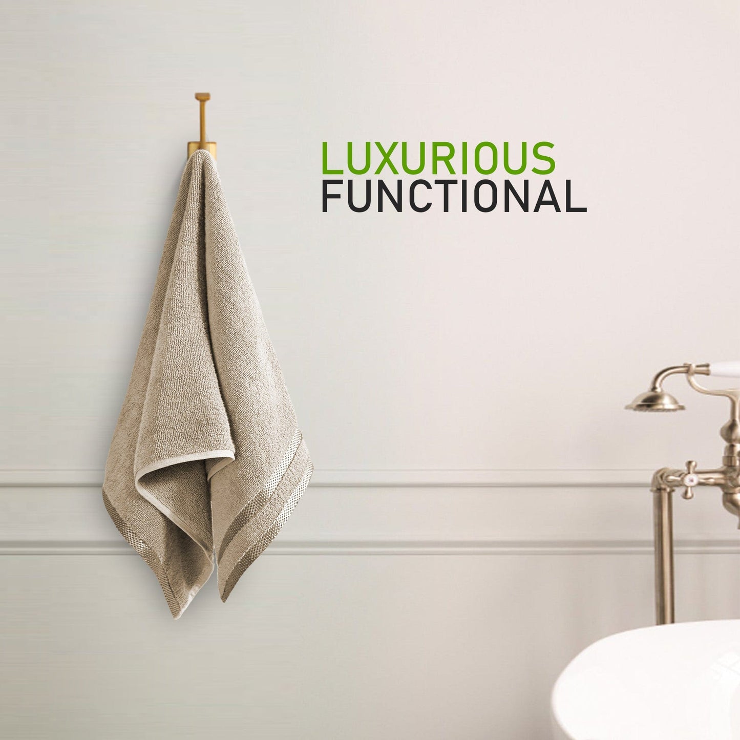 Belmont Viscose Stripe Beige Towels 100% Cotton Hotel Quality Super Absorbent 10 Piece Bale Set, 4 Hand Towel & 12 Face Cloths by OLIVIA ROCCO