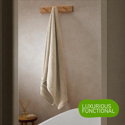 Belmont Viscose Stripe Beige Towels 100% Cotton Hotel Quality Super Absorbent 10 Piece Bale Set, 4 Hand Towel & 12 Face Cloths by OLIVIA ROCCO