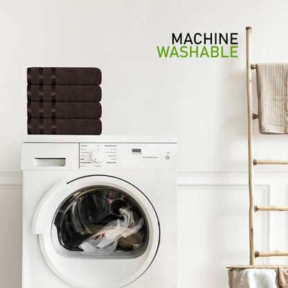 Belmont Viscose Stripe Brown Towels 100% Cotton Hotel Quality Super Absorbent 10 Piece Bale Set, 4 Hand Towel & 12 Face Cloths by OLIVIA ROCCO