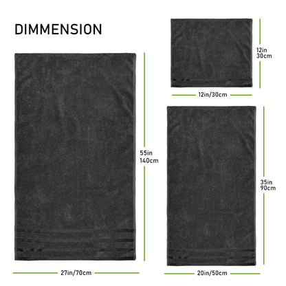 Belmont Viscose Stripe Grey Towels 100% Cotton Hotel Quality Super Absorbent 10 Piece Bale Set, 4 Hand Towel & 12 Face Cloths by OLIVIA ROCCO