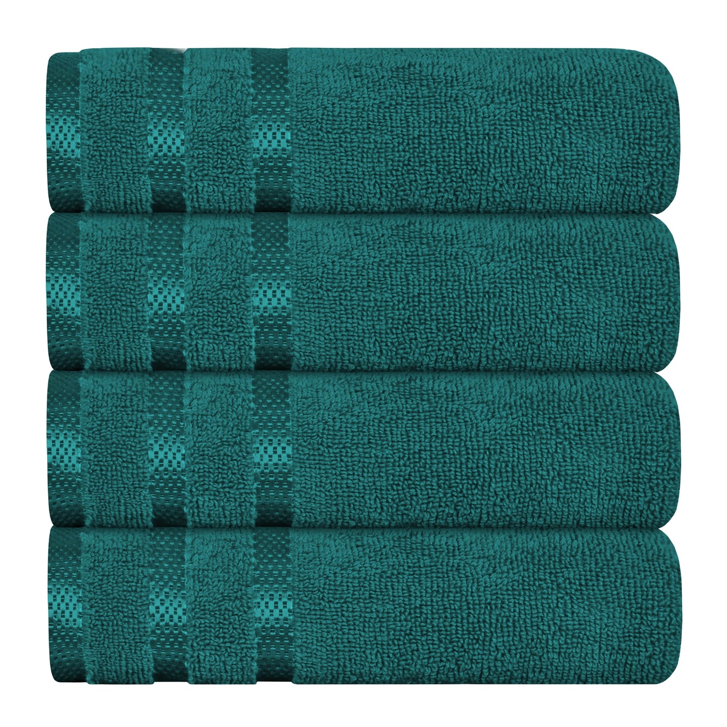 Belmont Viscose Stripe Jade Green Towels 100% Cotton Hotel Quality Super Absorbent 10 Piece Bale Set, 4 Hand Towel & 12 Face Cloths by OLIVIA ROCCO