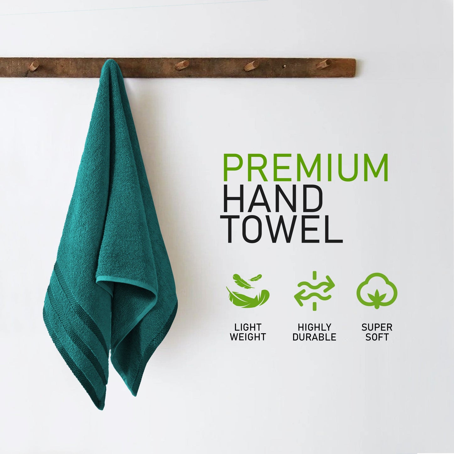 Belmont Viscose Stripe Jade Green Towels 100% Cotton Hotel Quality Super Absorbent 10 Piece Bale Set, 4 Hand Towel & 12 Face Cloths by OLIVIA ROCCO