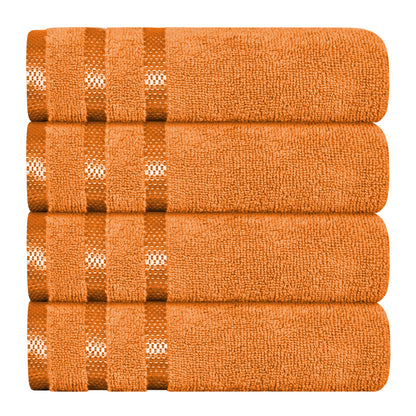 Belmont Viscose Stripe Orange Towels 100% Cotton Hotel Quality Super Absorbent 10 Piece Bale Set, 4 Hand Towel & 12 Face Cloths by OLIVIA ROCCO