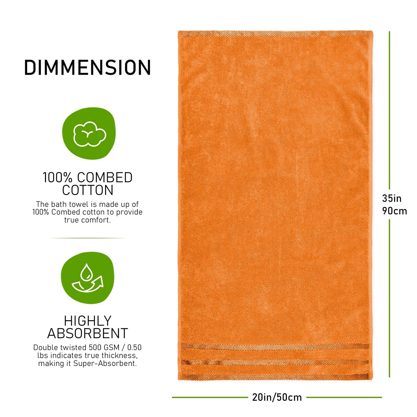 Belmont Viscose Stripe Orange Towels 100% Cotton Hotel Quality Super Absorbent 10 Piece Bale Set, 4 Hand Towel & 12 Face Cloths by OLIVIA ROCCO