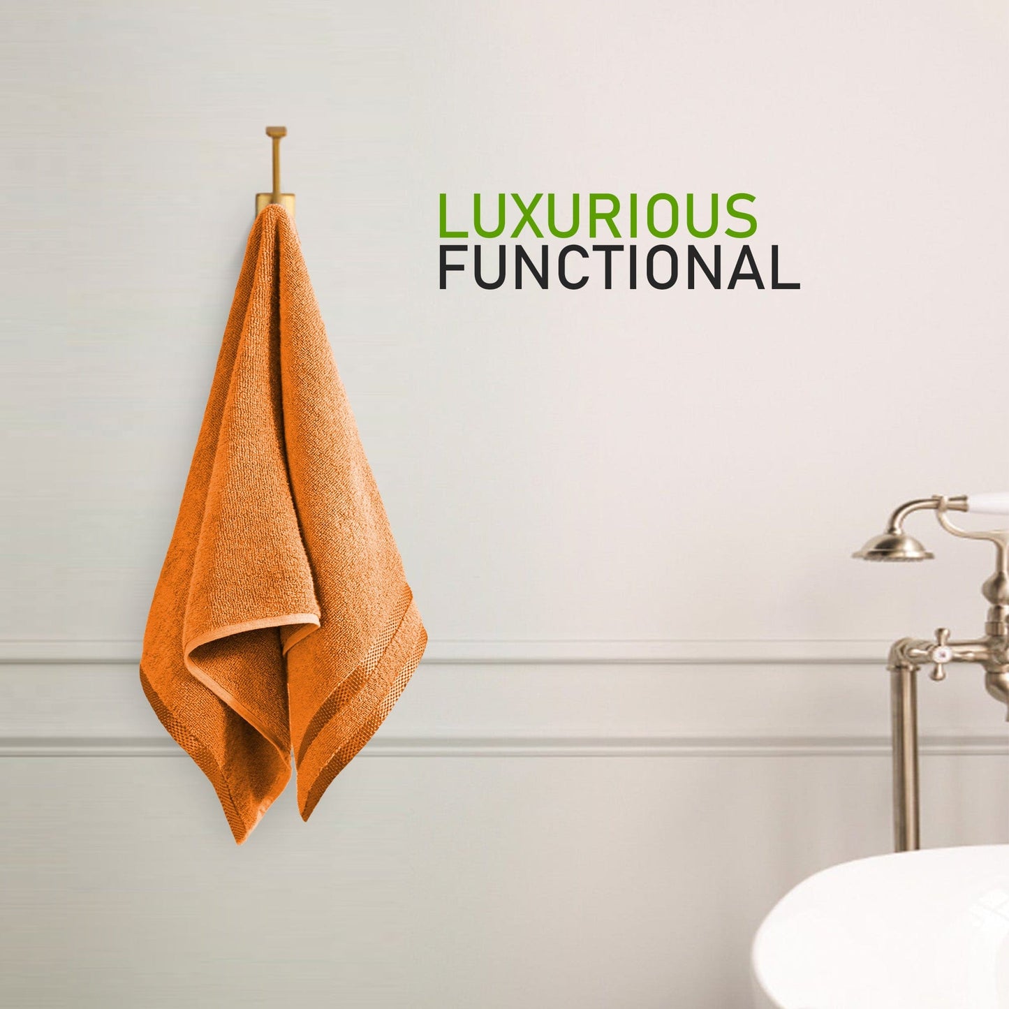 Belmont Viscose Stripe Orange Towels 100% Cotton Hotel Quality Super Absorbent 10 Piece Bale Set, 4 Hand Towel & 12 Face Cloths by OLIVIA ROCCO