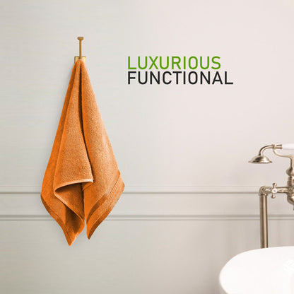 Belmont Viscose Stripe Orange Towels 100% Cotton Hotel Quality Super Absorbent 10 Piece Bale Set, 4 Hand Towel & 12 Face Cloths by OLIVIA ROCCO