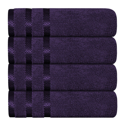 Belmont Viscose Stripe Purple Towels 100% Cotton Hotel Quality Super Absorbent 10 Piece Bale Set, 4 Hand Towel & 12 Face Cloths by OLIVIA ROCCO