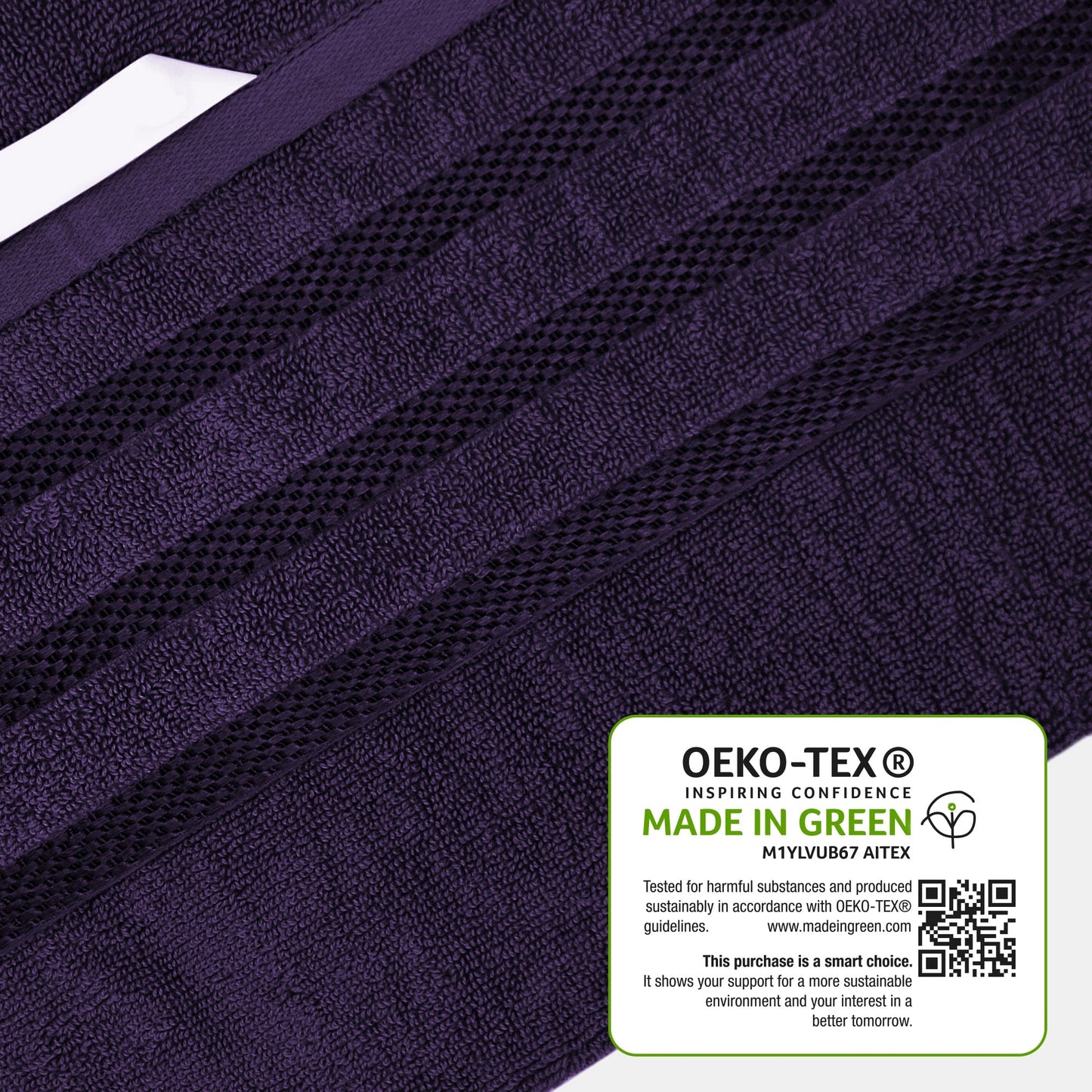 Belmont Viscose Stripe Purple Towels 100% Cotton Hotel Quality Super Absorbent 10 Piece Bale Set, 4 Hand Towel & 12 Face Cloths by OLIVIA ROCCO