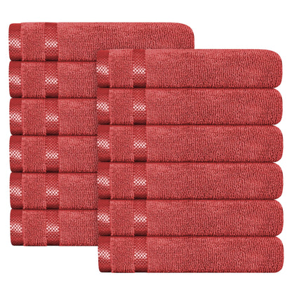Belmont Viscose Stripe Red Towels 100% Cotton Hotel Quality Super Absorbent 10 Piece Bale Set, 4 Hand Towel & 12 Face Cloths by OLIVIA ROCCO