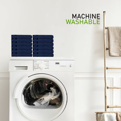 Belmont Viscose Stripe Royal Blue Towels 100% Cotton Hotel Quality Super Absorbent 10 Piece Bale Set, 4 Hand Towel & 12 Face Cloths by OLIVIA ROCCO