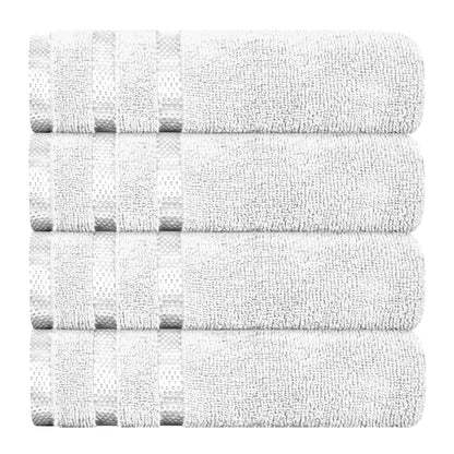 Belmont Viscose Stripe White Towels 100% Cotton Hotel Quality Super Absorbent 10 Piece Bale Set, 4 Hand Towel & 12 Face Cloths by OLIVIA ROCCO